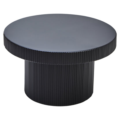 Aramis Black Metal Round Ridge Detail Coffee Table | Bali & Blue