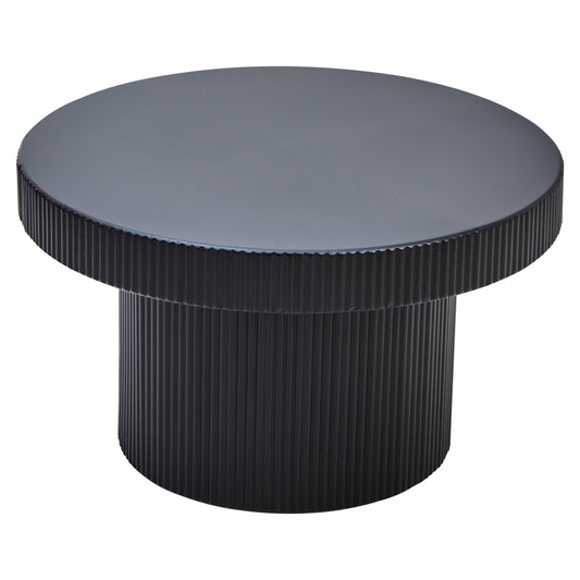 Aramis Black Metal Round Ridge Detail Coffee Table | Bali & Blue