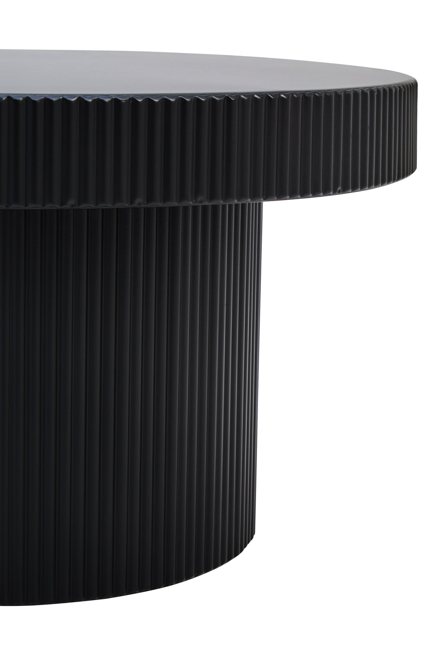 Aramis Black Metal Round Ridge Detail Coffee Table