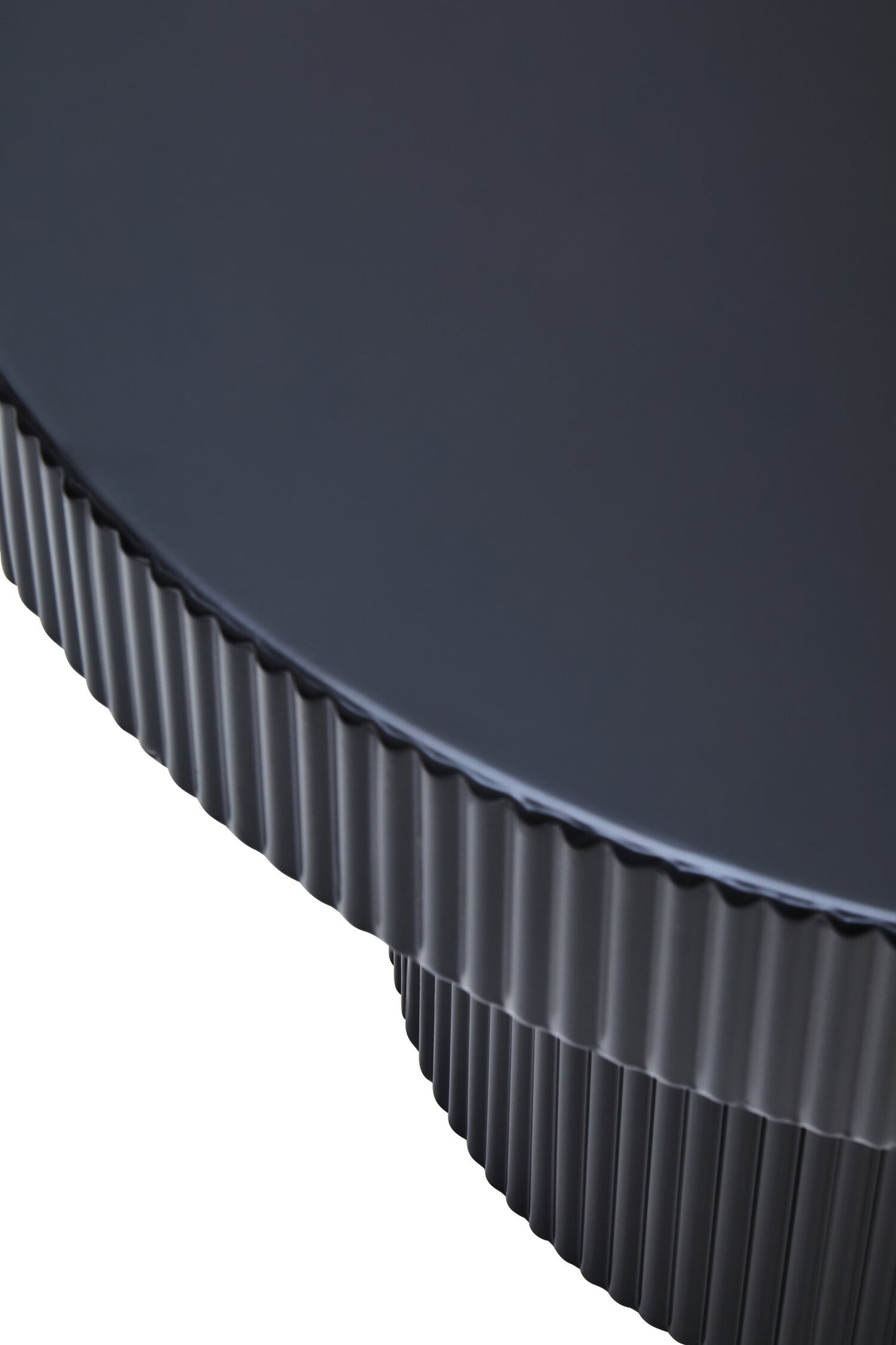 Aramis Black Metal Round Ridge Detail Coffee Table