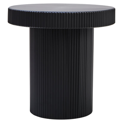 Aramis Industrial Black Metal Round Ridge Detail Side Table