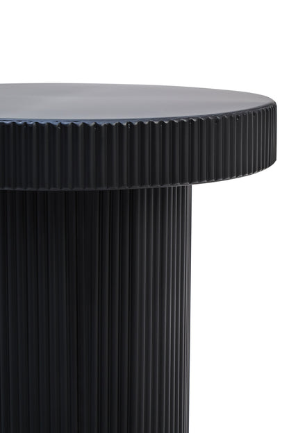 Aramis Industrial Black Metal Round Ridge Detail Side Table