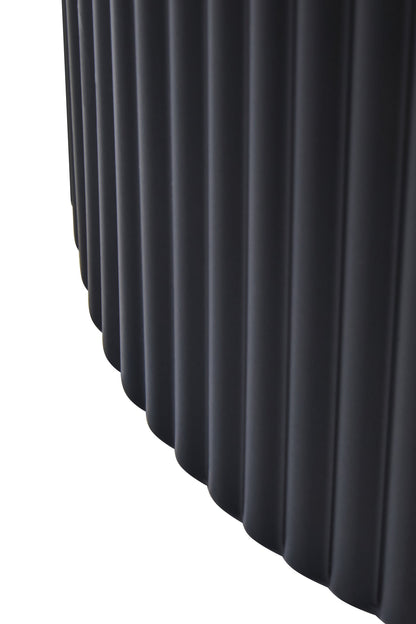 Aramis Industrial Black Metal Round Ridge Detail Side Table