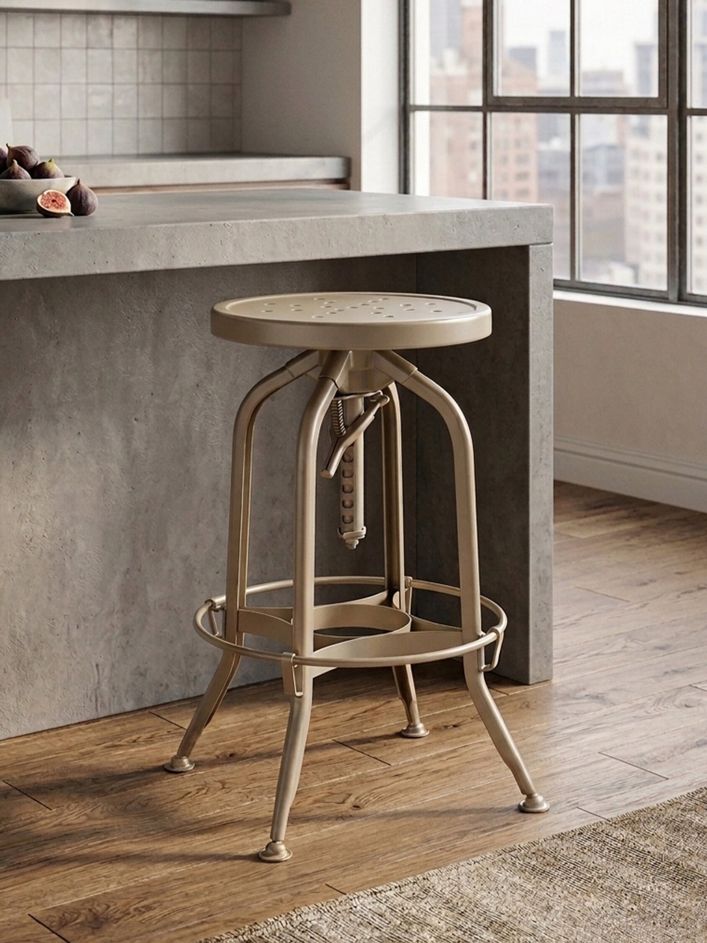 Cannes Champagne Industrial Adjustable Bar Stool