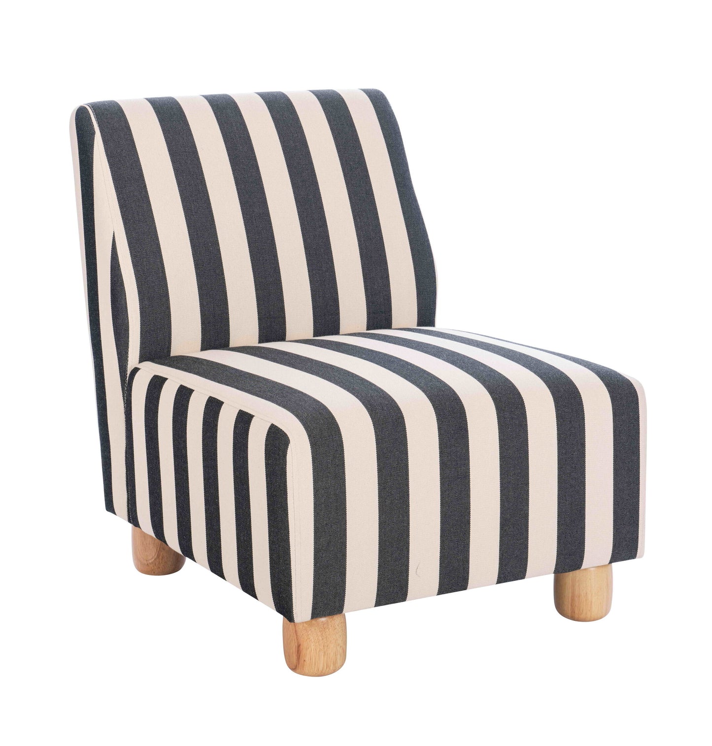 Mode Black and White Striped Armless Armchair with Wooden Feet