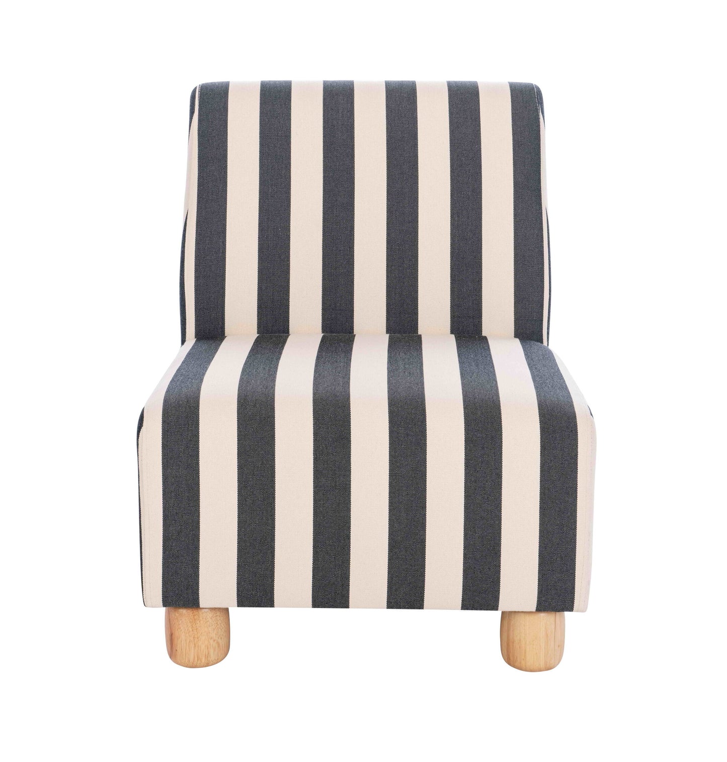 Mode Black and White Striped Armless Armchair with Wooden Feet