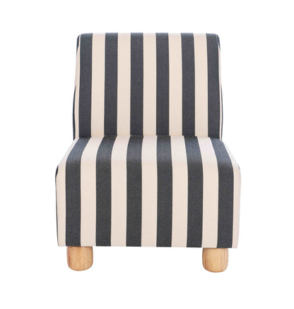 Mode Black and White Striped Armless Armchair with Wooden Feet