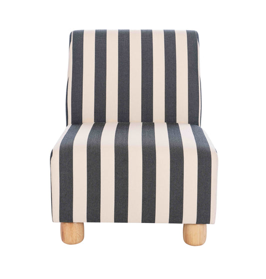 Mode Black and White Striped Armless Armchair with Wooden Feet