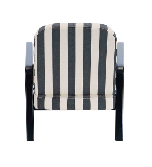 Mode Black and White Stripe Armchair with Wooden Frame | Bali & Blue