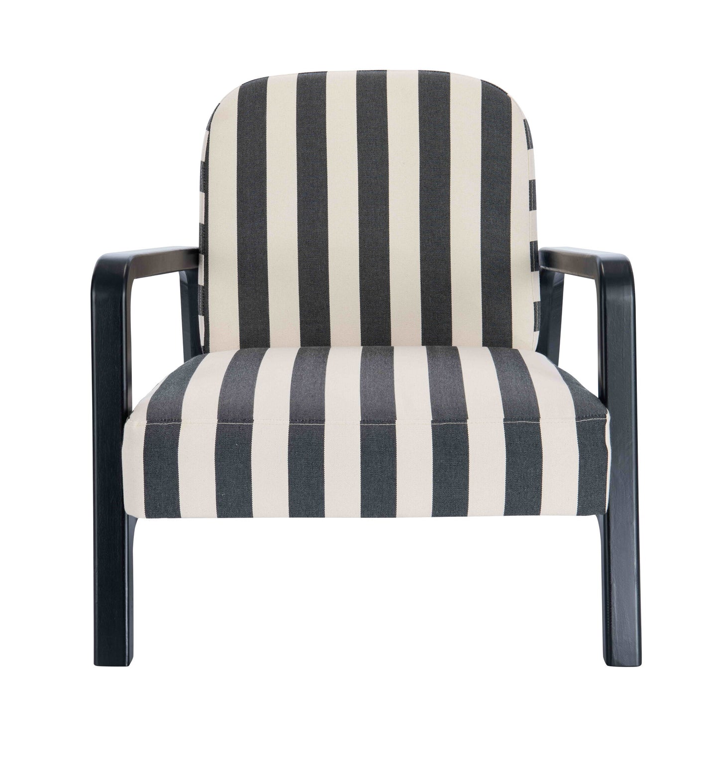 Mode Black and White Stripe Armchair with Wooden Frame