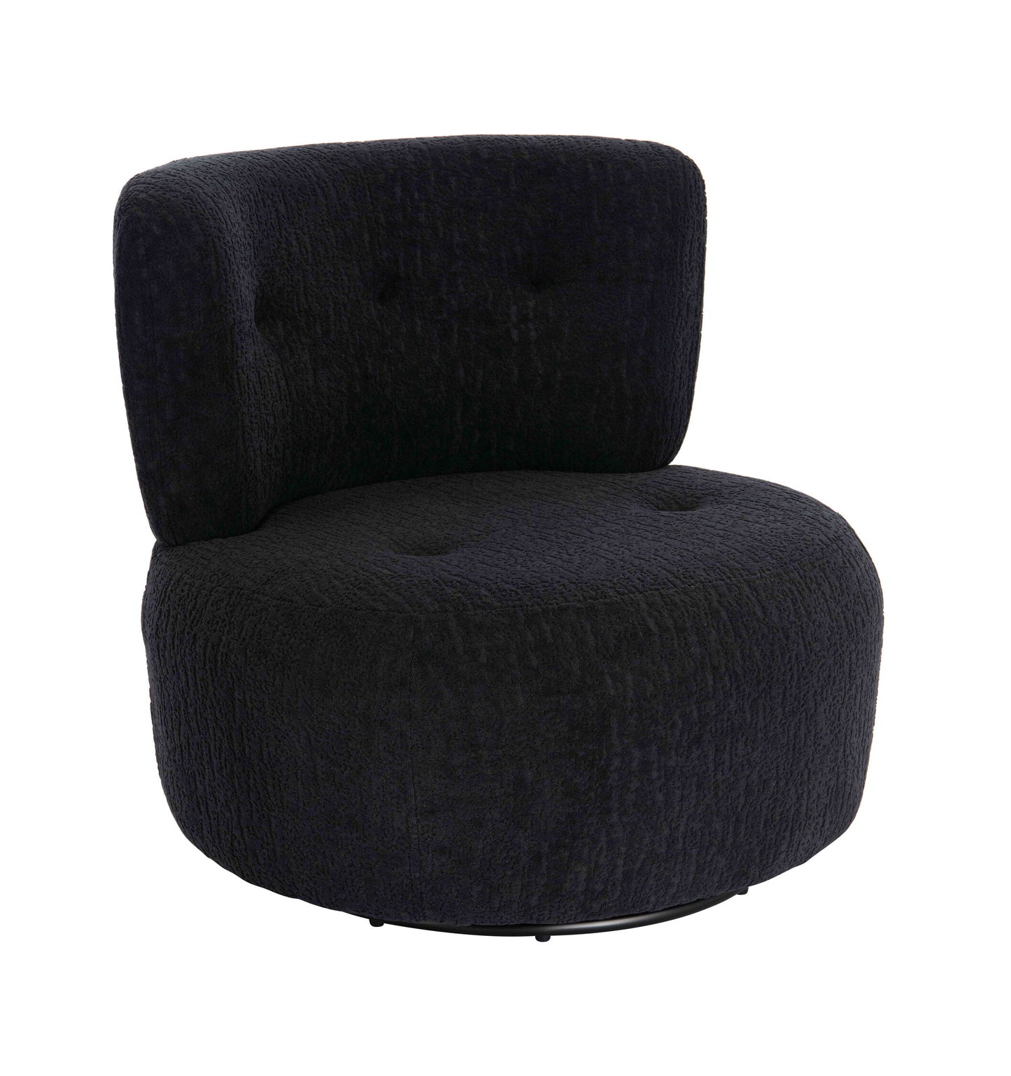 Mode Industrial Black Textured Curved Swivel Armchair