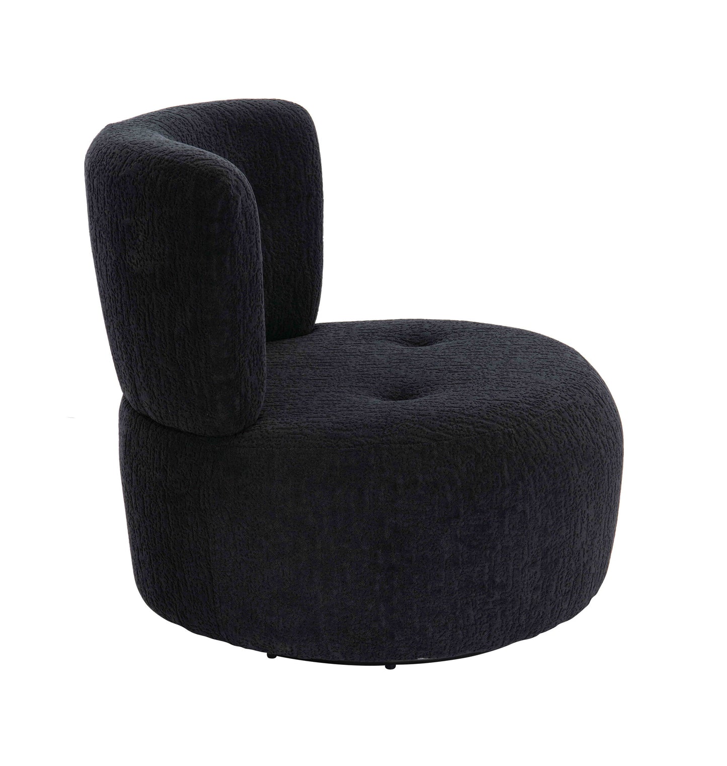 Mode Industrial Black Textured Curved Swivel Armchair