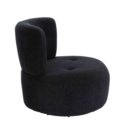 Mode Industrial Black Textured Curved Swivel Armchair