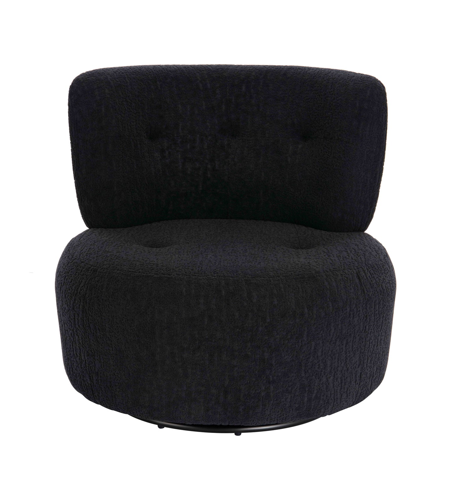 Mode Industrial Black Textured Curved Swivel Armchair