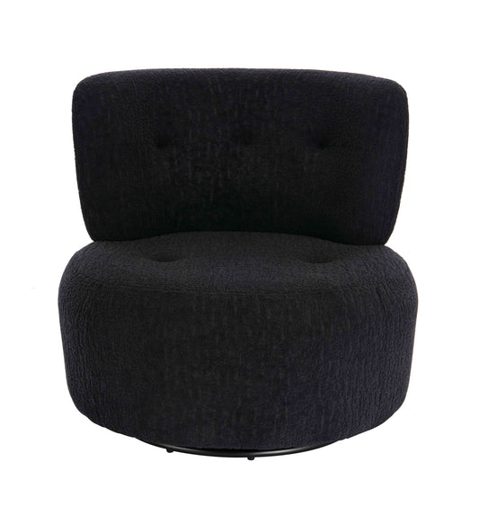 Mode Industrial Black Textured Curved Swivel Armchair