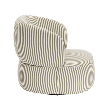 Mode Olive Green and White Striped Swivel Armchair
