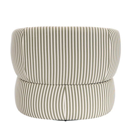 Mode Olive Green and White Striped Swivel Armchair