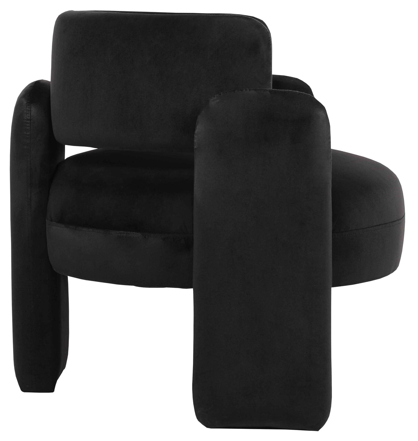 Mode Black Velvet Curved Armchair