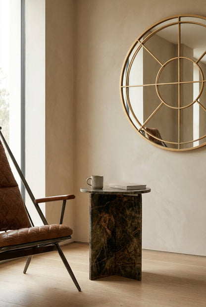 Peru Forest Green Marble Round Side Table