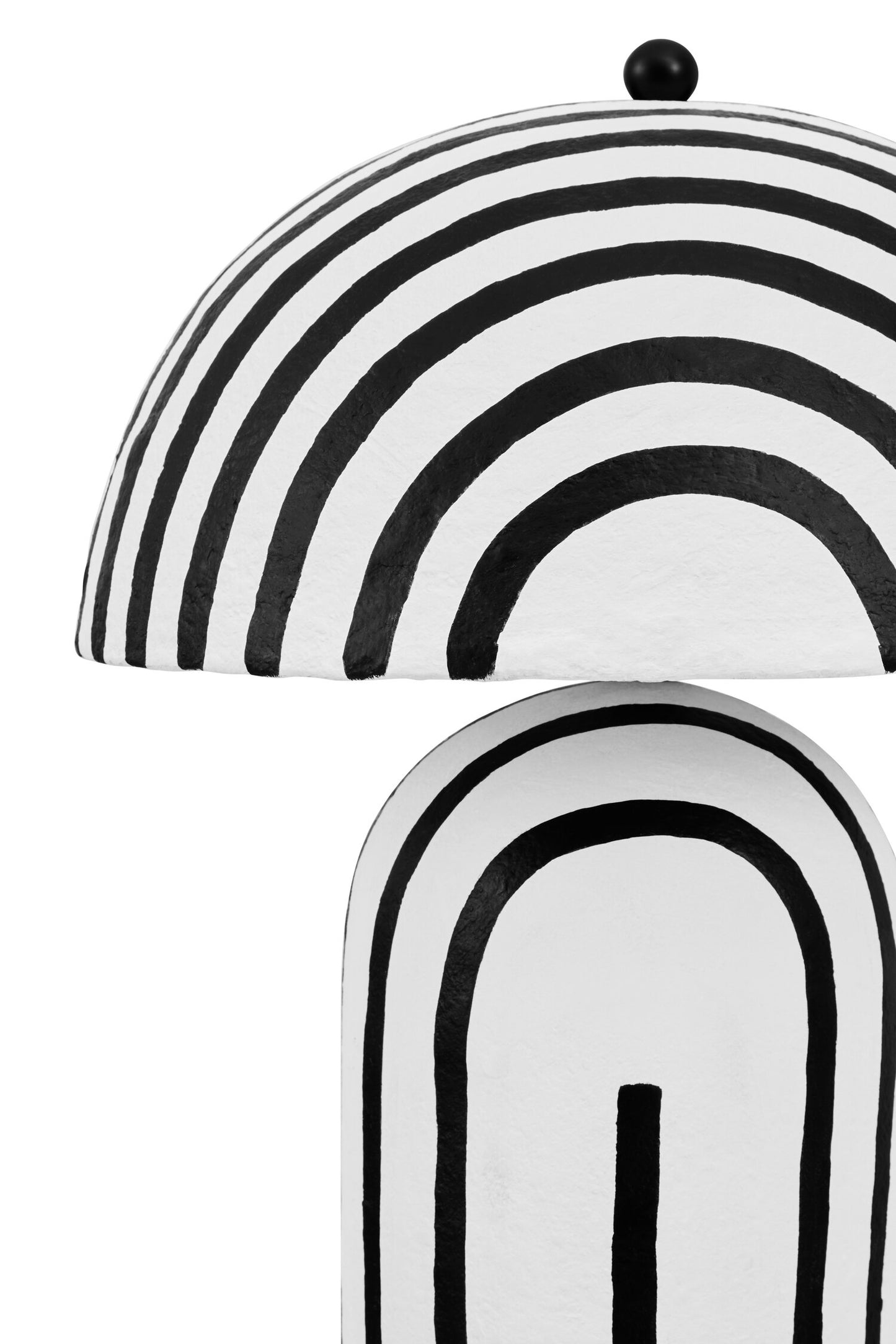 Mono Black White Stripe Papier Mache Floor Lamp