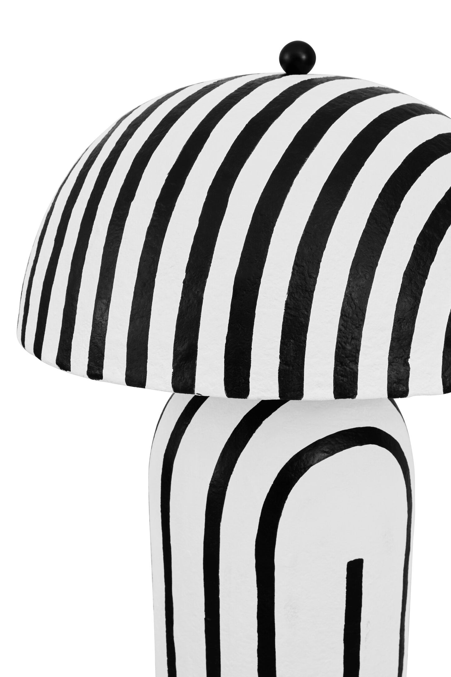 Mono Black White Stripe Papier Mache Floor Lamp