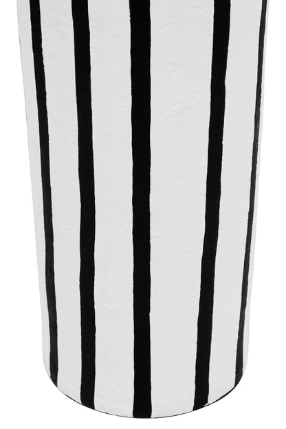Mono Black White Stripe Papier Mache Floor Lamp