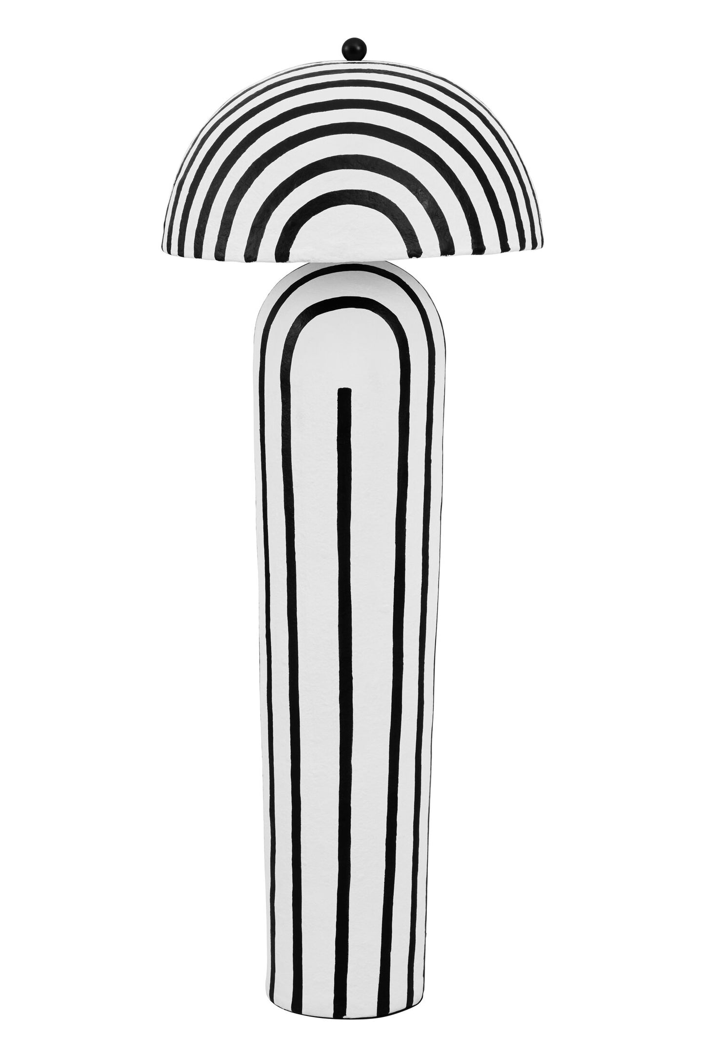 Mono Black White Stripe Papier Mache Floor Lamp | Bali & Blue