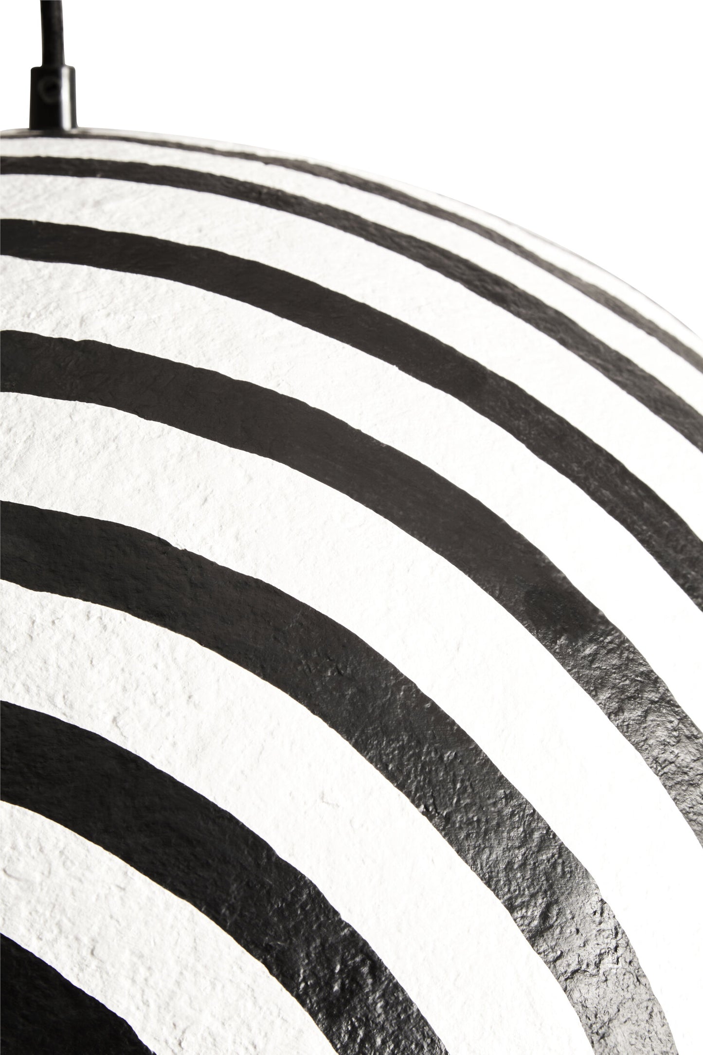 Mono Black White Stripe Papier Mache Pendant Light