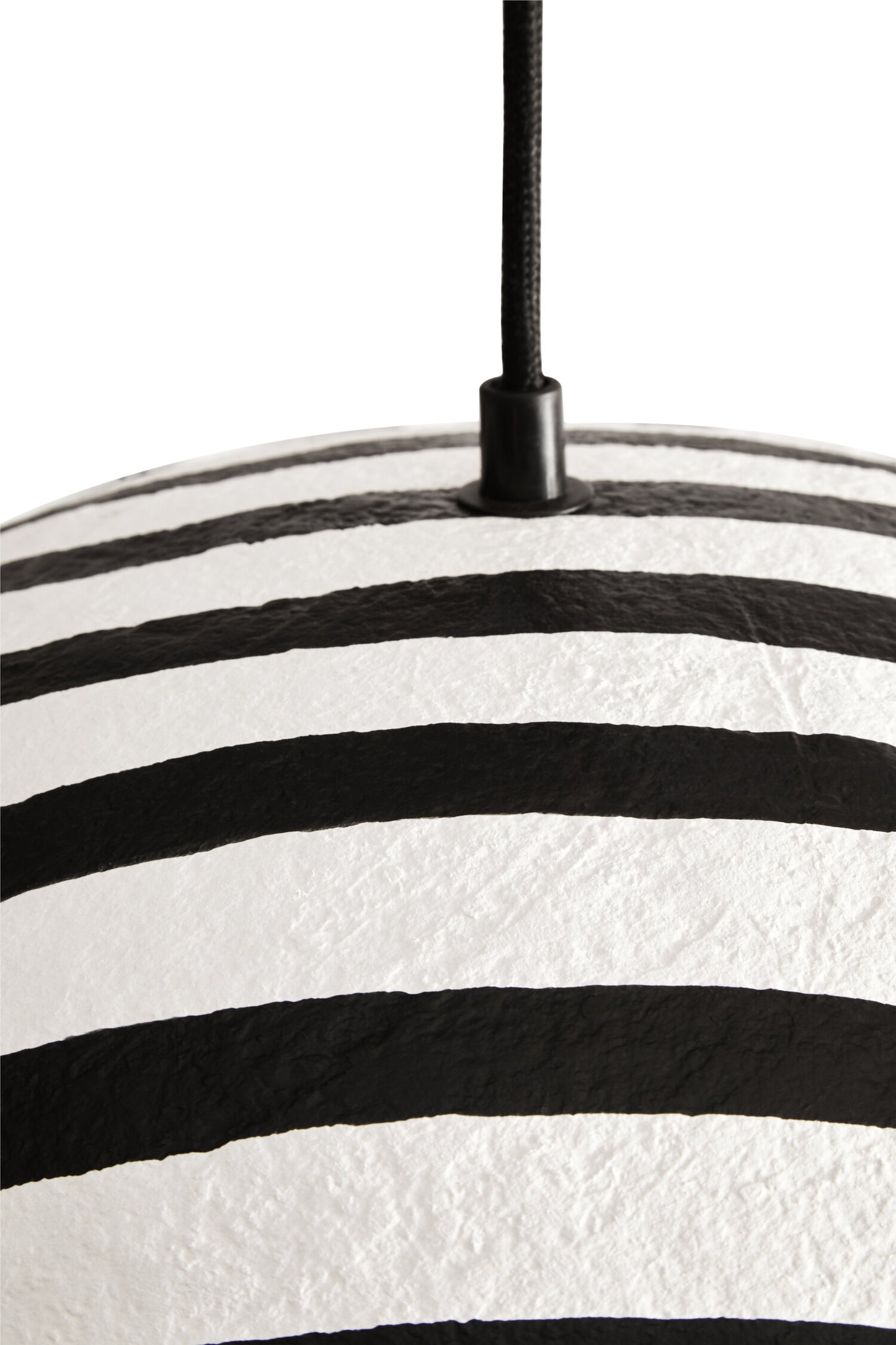 Mono Black White Stripe Papier Mache Pendant Light