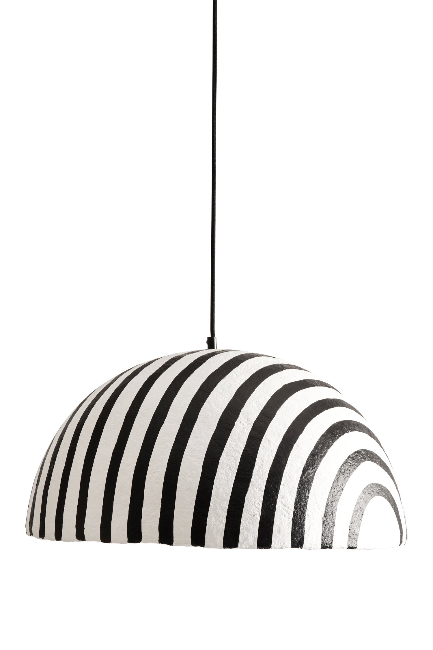 Mono Black White Stripe Papier Mache Pendant Light | Bali & Blue