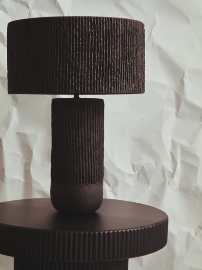Aramis Industrial Black Metal Round Ridge Detail Side Table