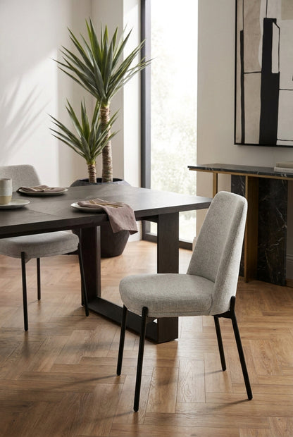 Arden Set of 2 Light Grey Textured Fabric Bar Stools