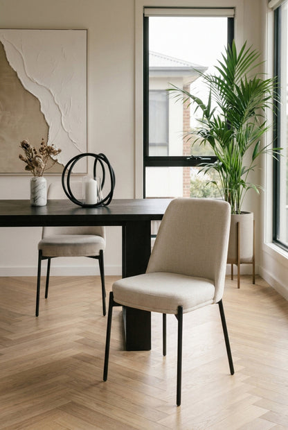 Arden Set of 2 Light Beige Textured Fabric Bar Stools
