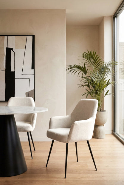 Arden Set of 2 Light Beige Fabric Dining Chairs with Arms