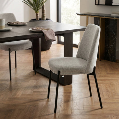 Arden Set of 2 Light Grey Textured Fabric Bar Stools