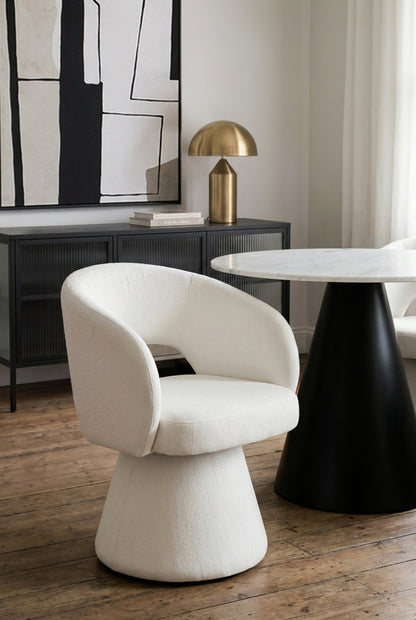 Arden Textured Beige Fabric Curved Dining Chair