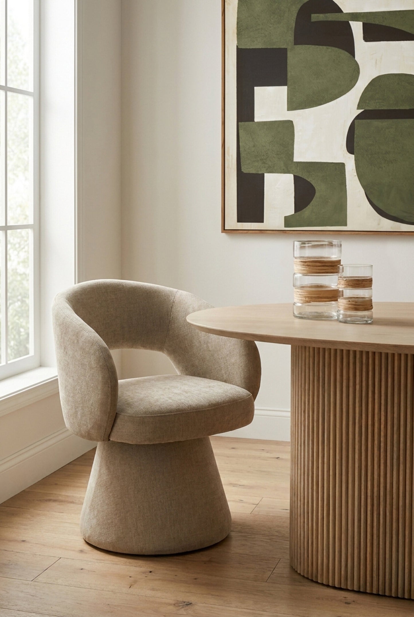 Arden Stone Fabric Curved Dining Chair