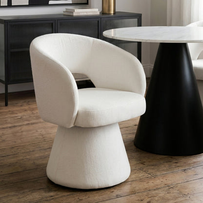 Arden Textured Beige Fabric Curved Dining Chair