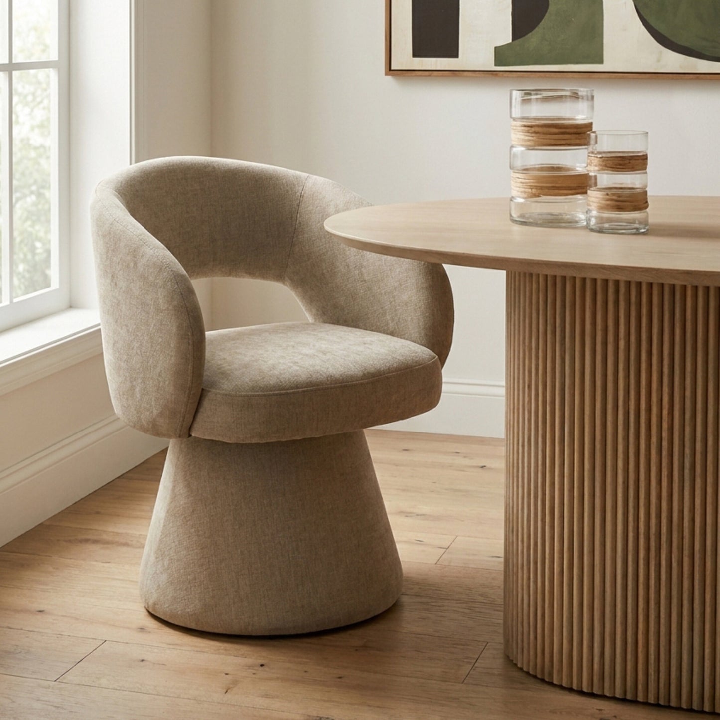Arden Stone Fabric Curved Dining Chair
