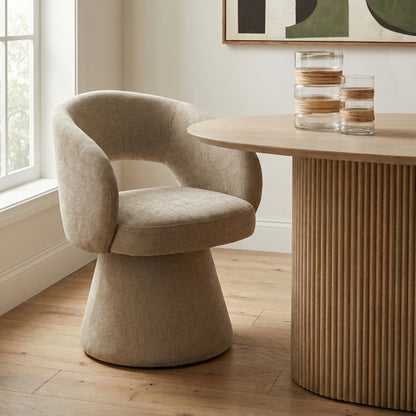 Arden Stone Fabric Curved Dining Chair