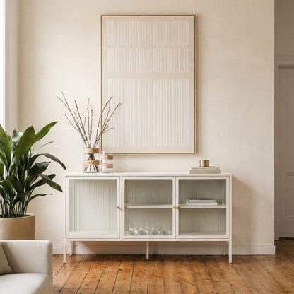 Hudson Luxe Warm White Metal Fluted Glass Door Sideboard