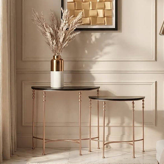 Arlowe Industrial Set of 2 Half-Round Console Tables