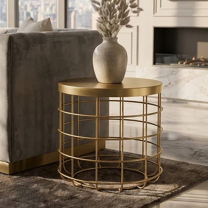 Khaleesi Gold Caged Base Side Table