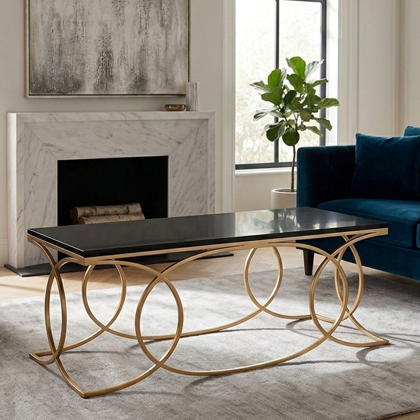 Katerina Black Marble Gold Coffee Table