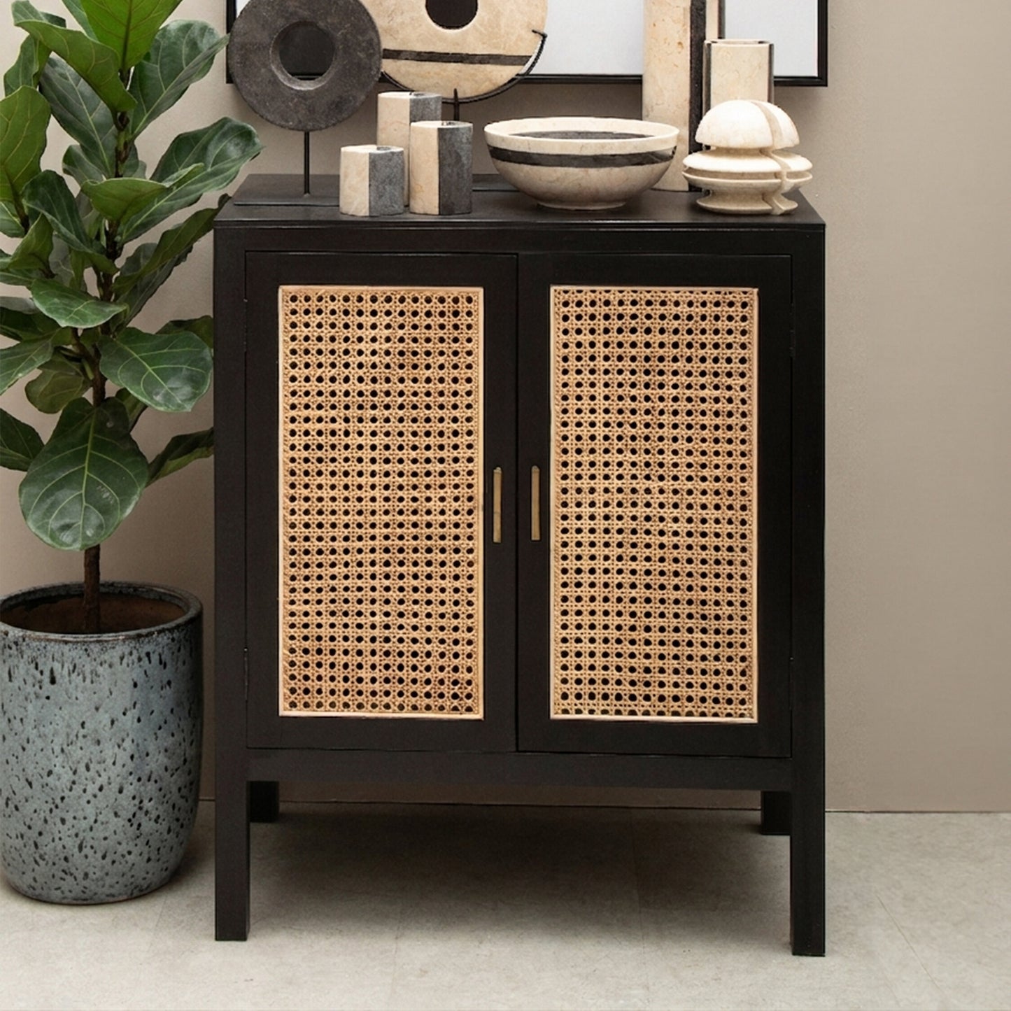 Corsica Black Rattan 2 Door Sideboard