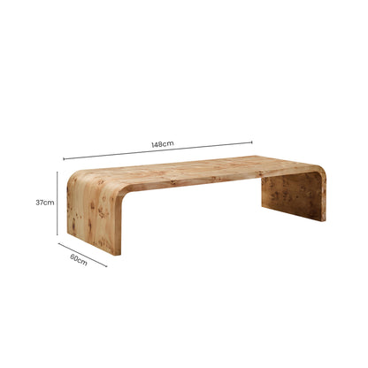 Aspen Curved Burl Wood Coffee Table