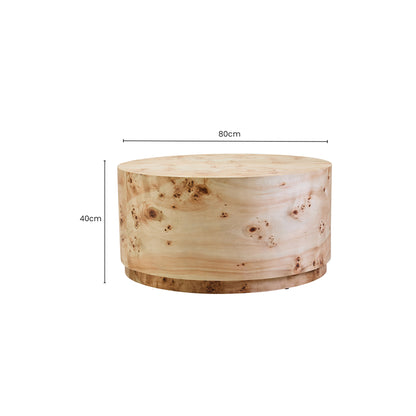 Aspen Round Burl Wood Coffee Table