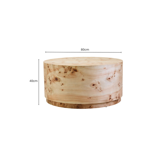 Aspen Round Burl Wood Coffee Table