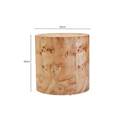 Aspen Round Burl Wood Side Table