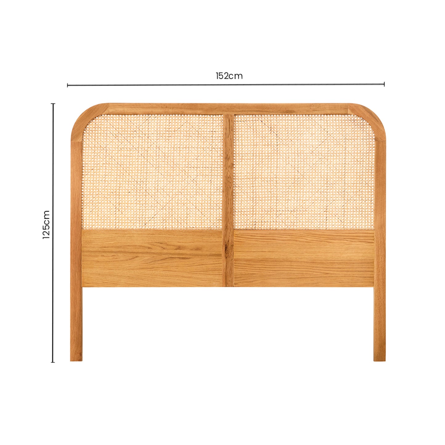 Austin Rattan and Oak Wood Double Bed Headboard | Bali & Blue